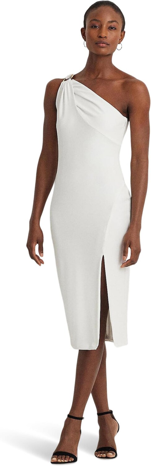 

Платье LAUREN Ralph Lauren Buckle-Trim One-Shoulder Cocktail Dress, белый