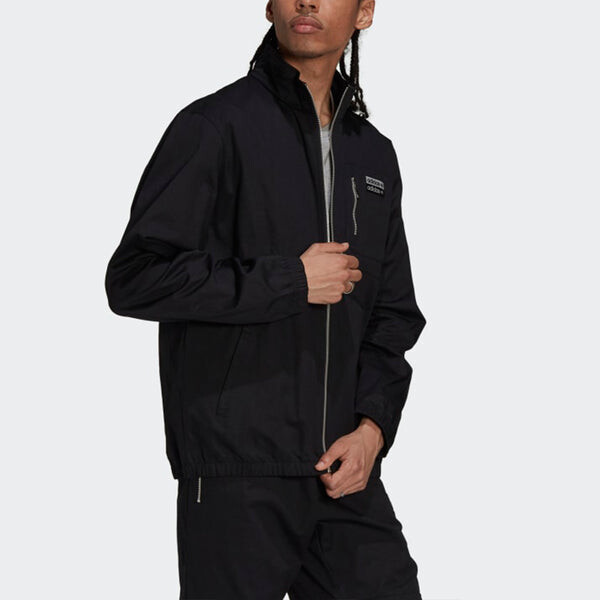 Куртка adidas originals R.y.v. Cotton Twill Double Label Training Sports Stand Collar Logo Jacket Black, черный — фото 4
