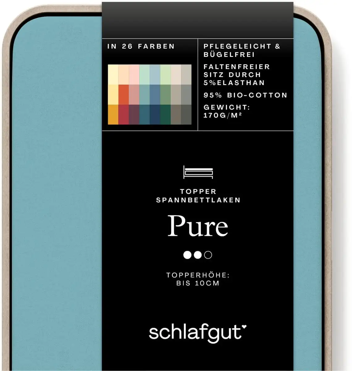 

Простыня Schlafgut "PURE TOPPER" хлопковая 140-160х200-220 см, цвет petrol mid