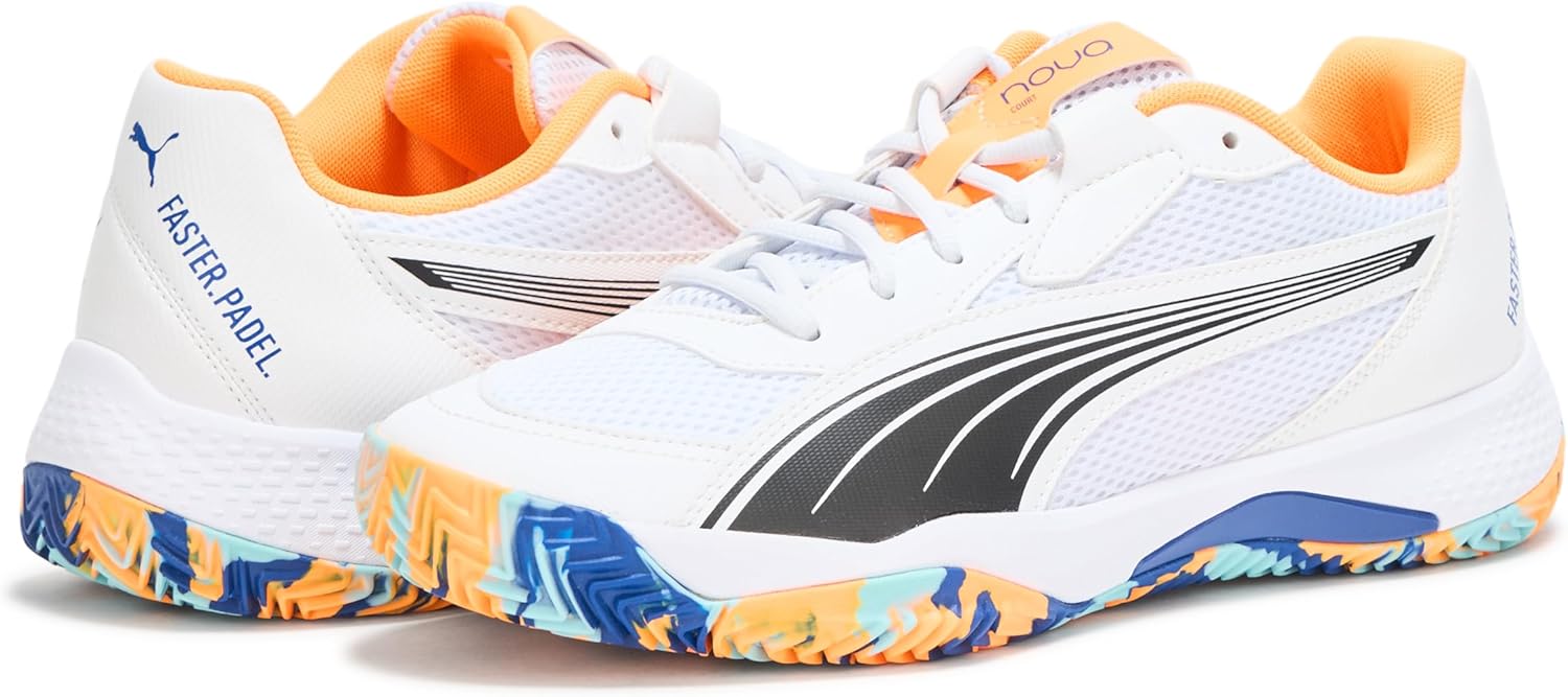 Мужские кроссовки Puma Nova Court для пикабола, белый/черный/синий/ярко-синий — фото 3