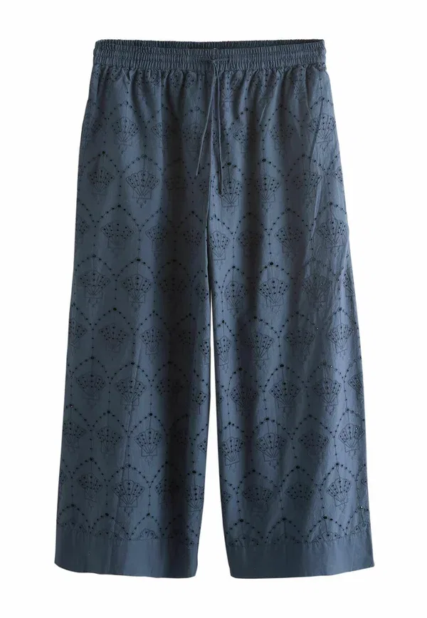 Брюки Next Tall fit shell broderie crop wide leg, темно-синий