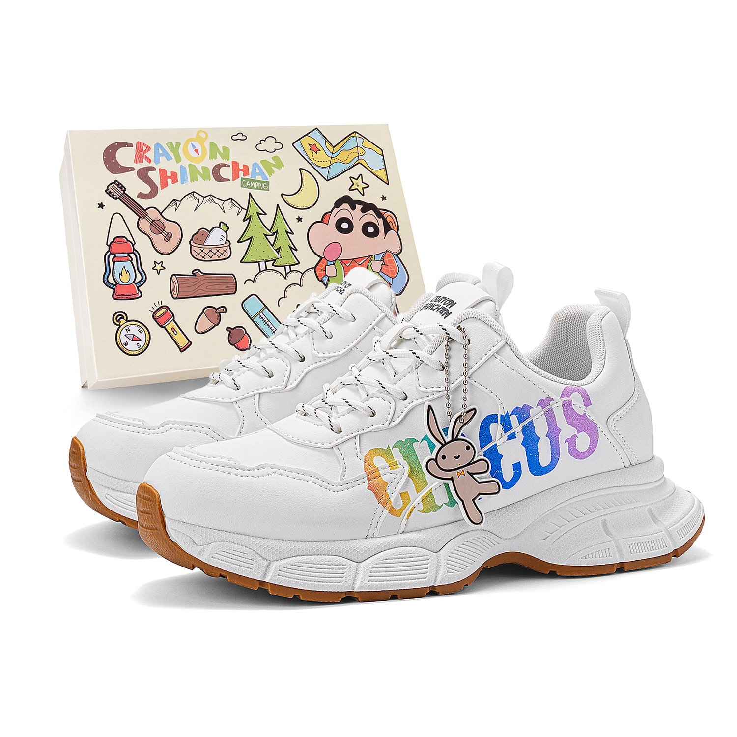 

Crayon Shinchan Низкие массивные кроссовки унисекс цвет слоновая кость-белый подарочный набор, цвет Ivory White-Gift Box Set