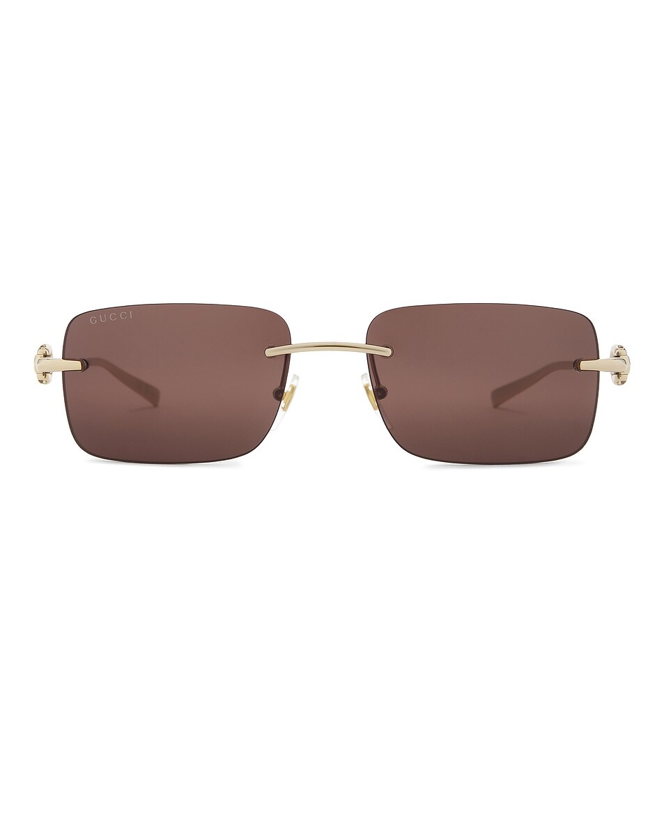 

Прямоугольные солнцезащитные очки Gucci, цвет Gold & Brown