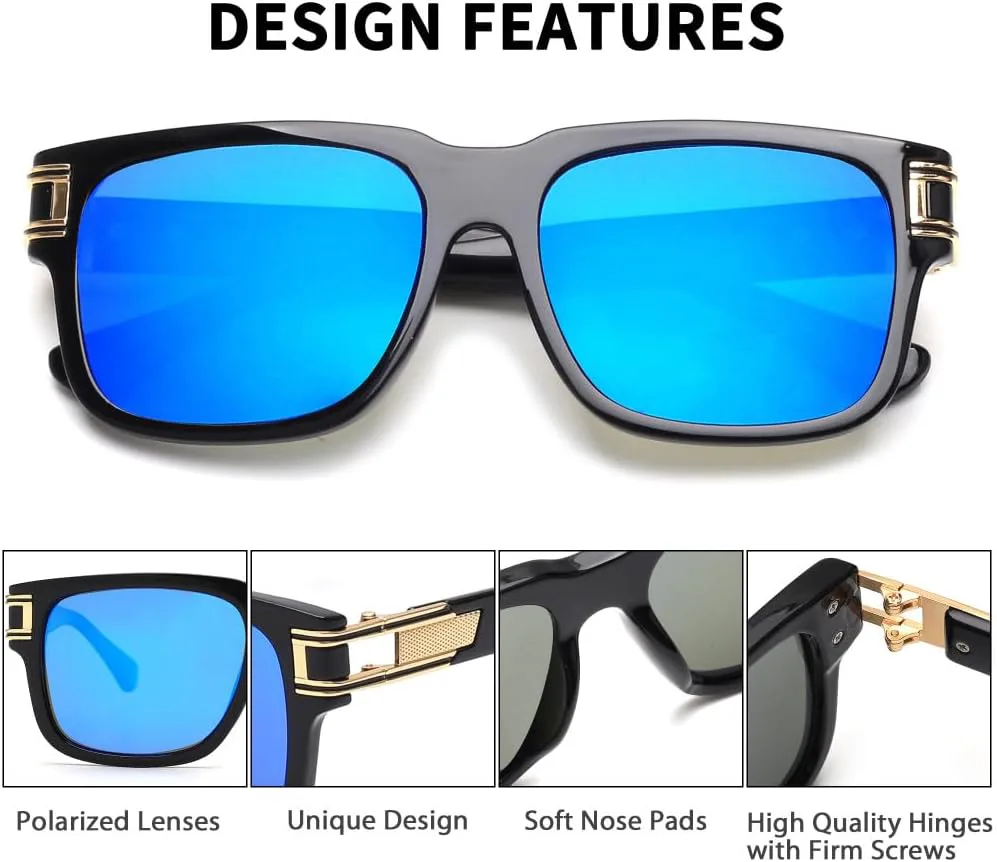 

Солнцезащитные очки для мужчин и женщин. Классические ретро-очки квадратной формы для вождения, рыбалки, защита от ультрафиолета UV400 MTZJH, C2 Mirror Blue