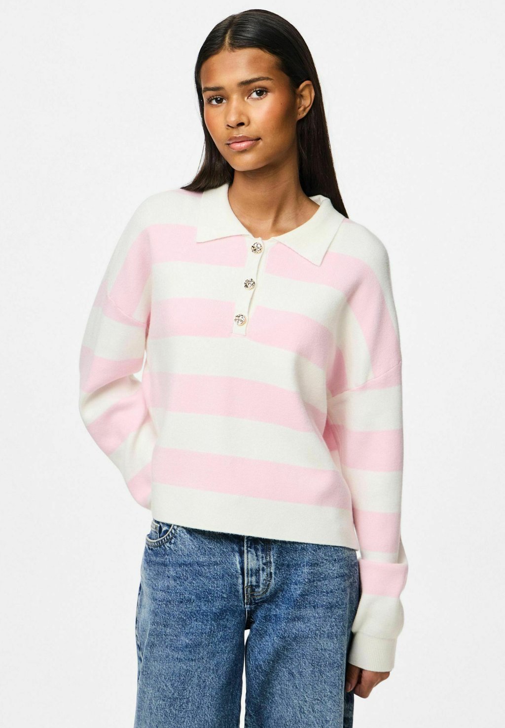 

Топ с длинными рукавами Polo shirt Pieces, розовый