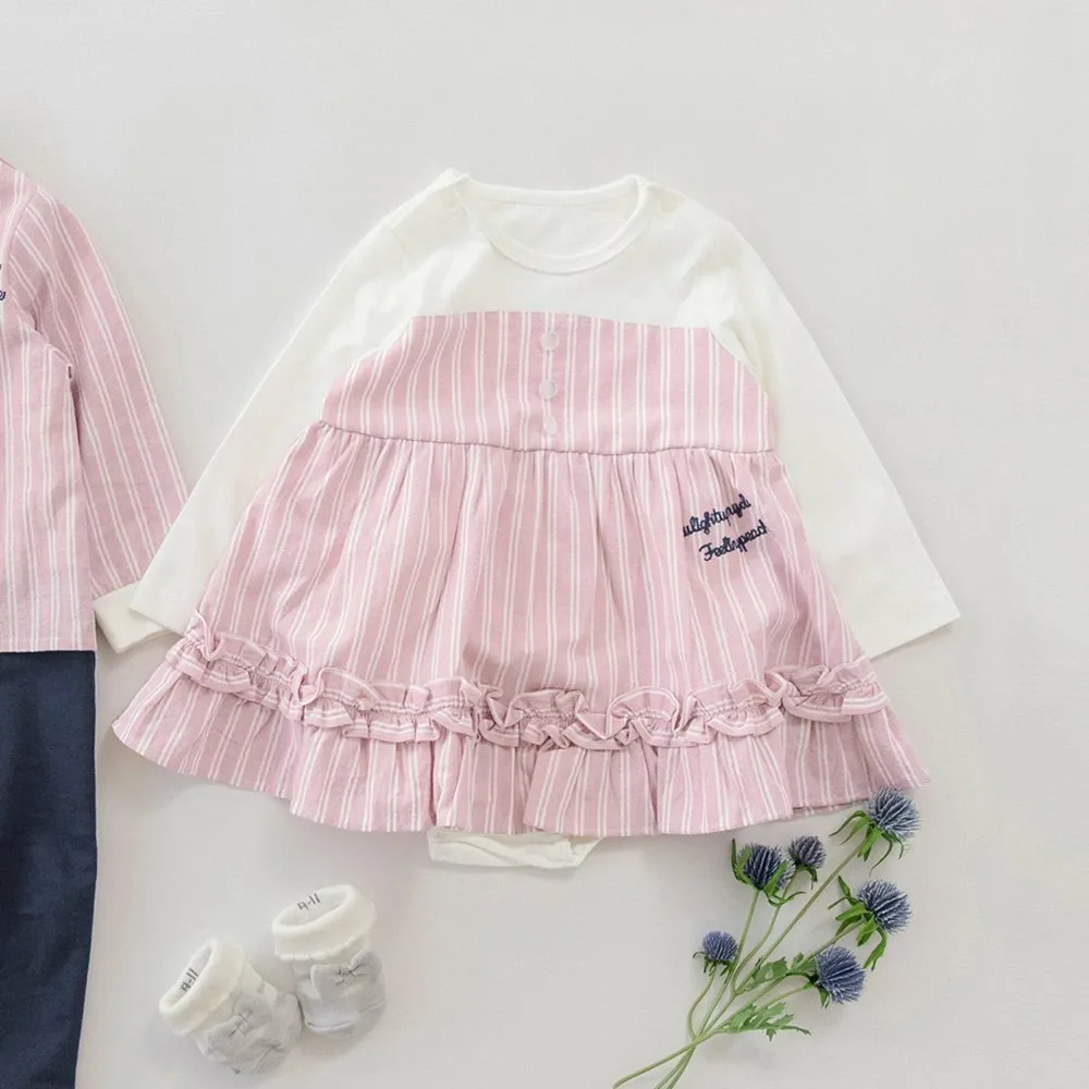 Полосатый комбинезон с вышитым логотипом Branshes, pink