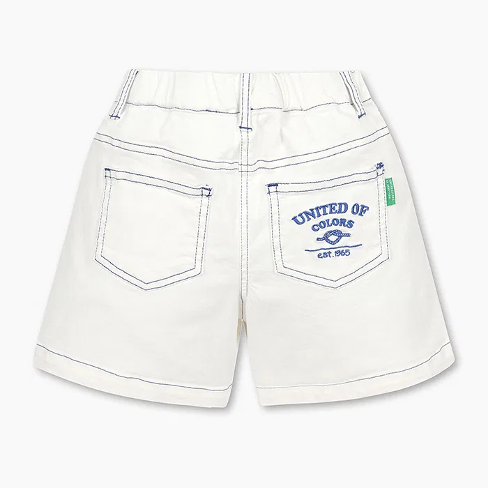 Детские цветные джинсовые шорты белые от Benetton Kids — фото 2
