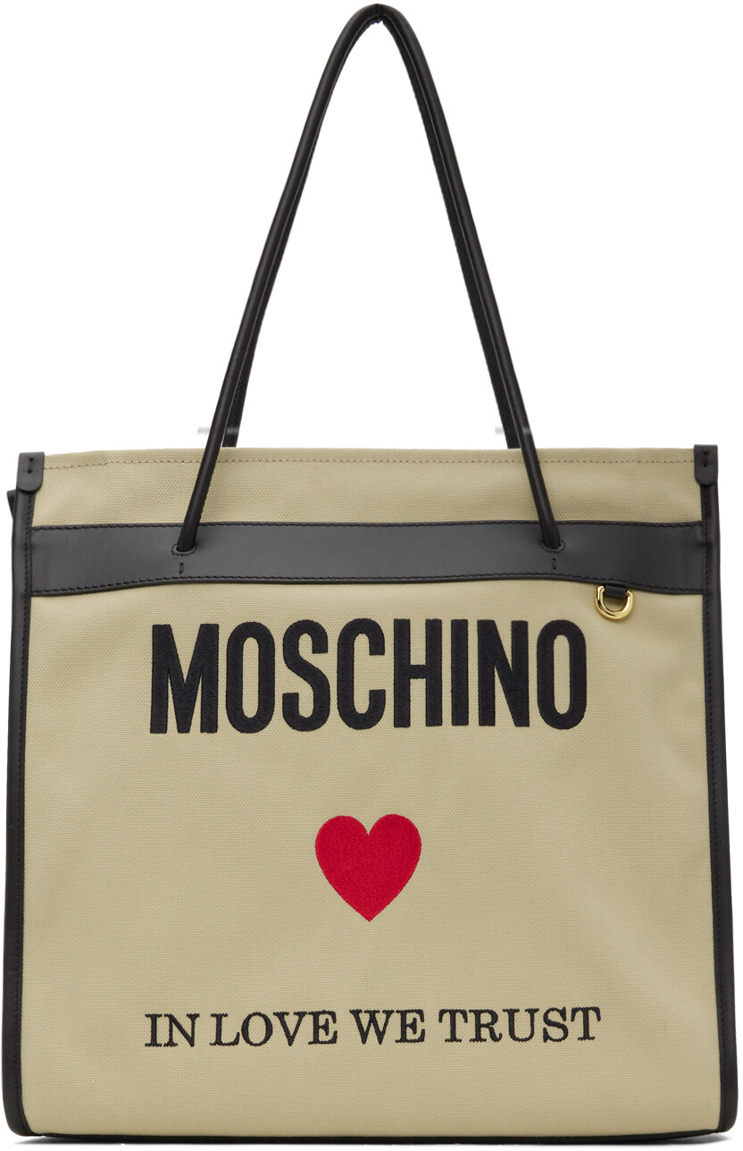 

Бежевая сумка-тоут с вышивкой Moschino
