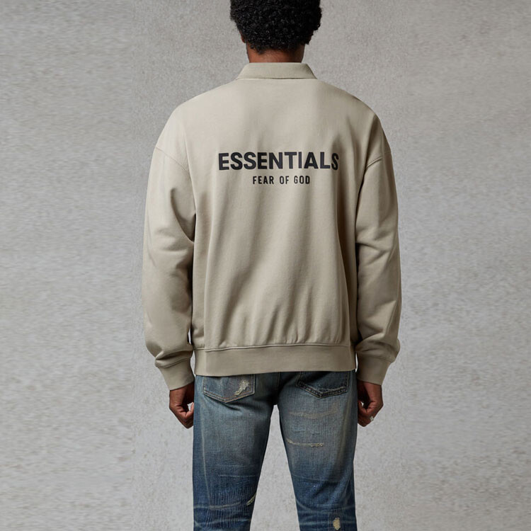 Футболка поло унисекс FW20 Оливковый Fear Of God Essentials, оливковый — фото 3