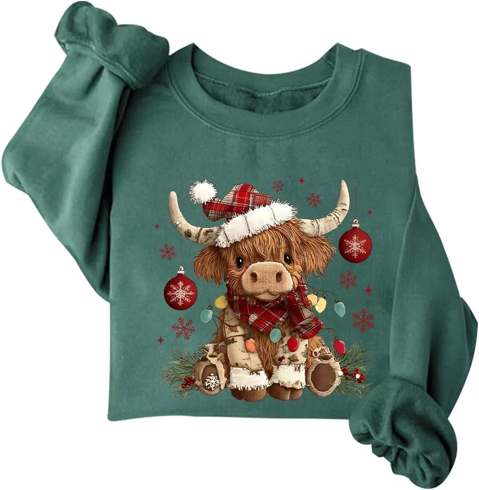 

Свитшот с рождественской коровой Highland Exosea