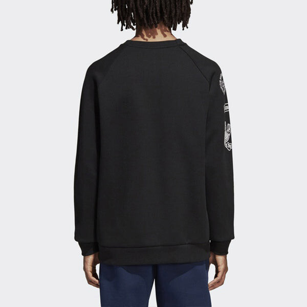 Толстовка originals graphic crew logo printing casual sports round neck pullover black Adidas, черный — фото 4