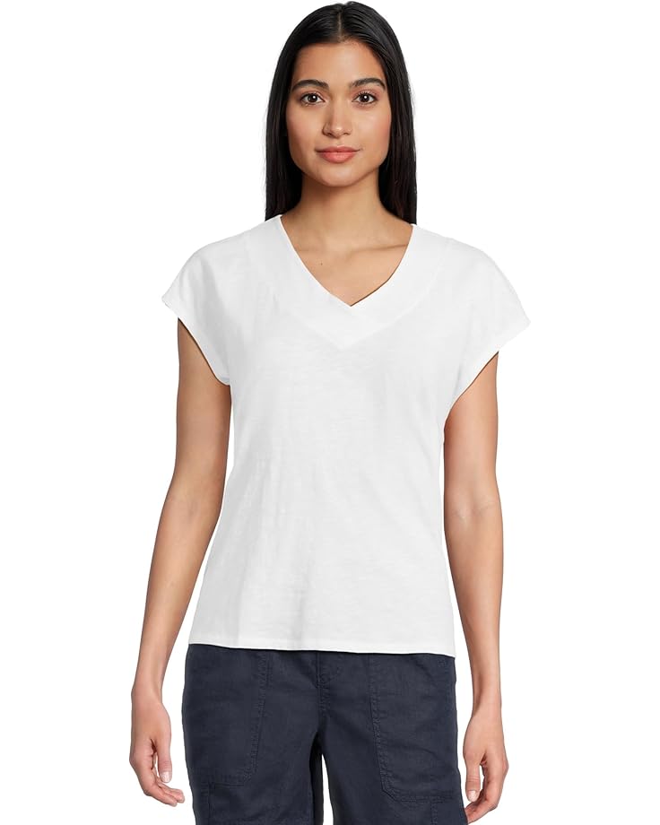

Футболка L.L.Bean Organic Cotton V-Neck Cap Sleeve Tee, белый