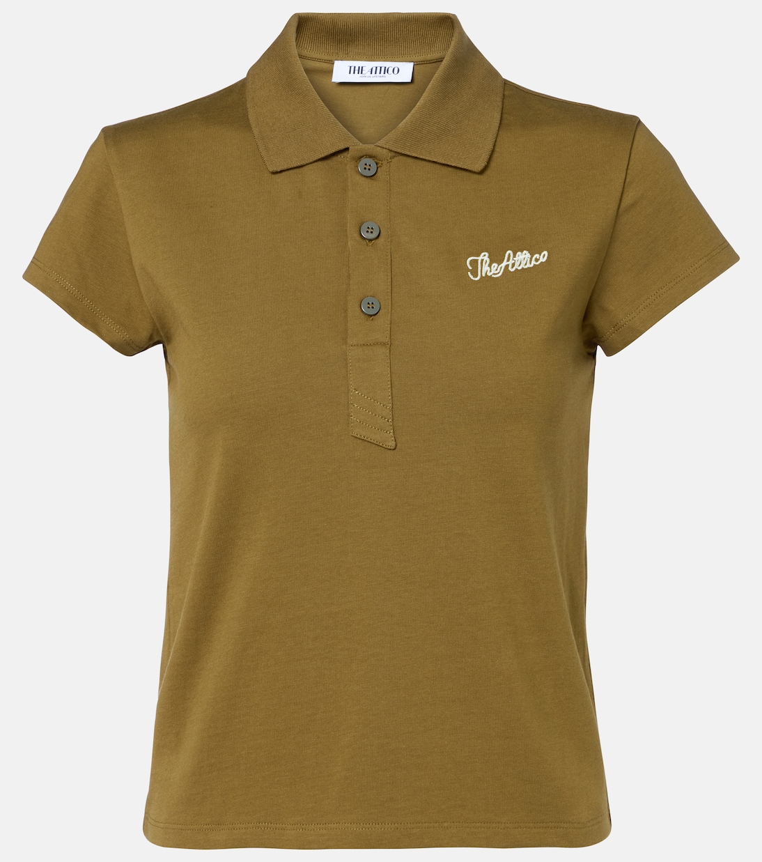 

Поло из хлопкового джерси с вышитым логотипом The Attico, Military Green