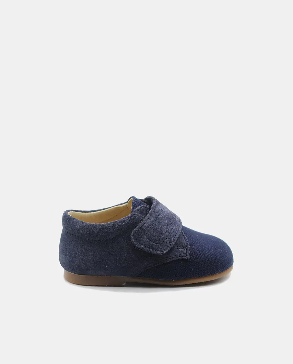 

Английские туфли для мальчика из текстиля с застежкой-липучкой Leon Shoes, темно-синий