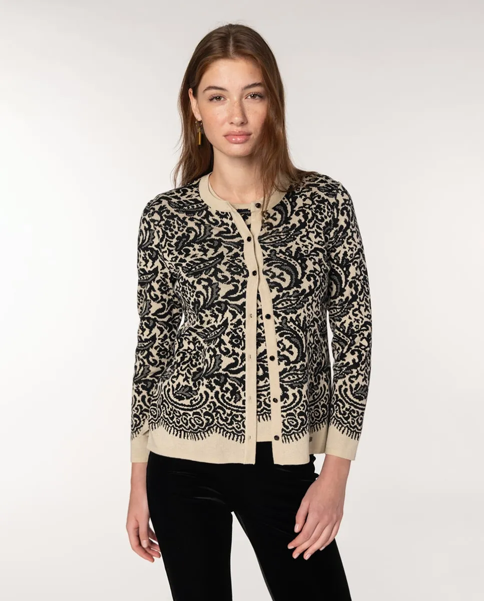 

Женский комплект из трикотажа жаккард с кружевом Naulover, черный