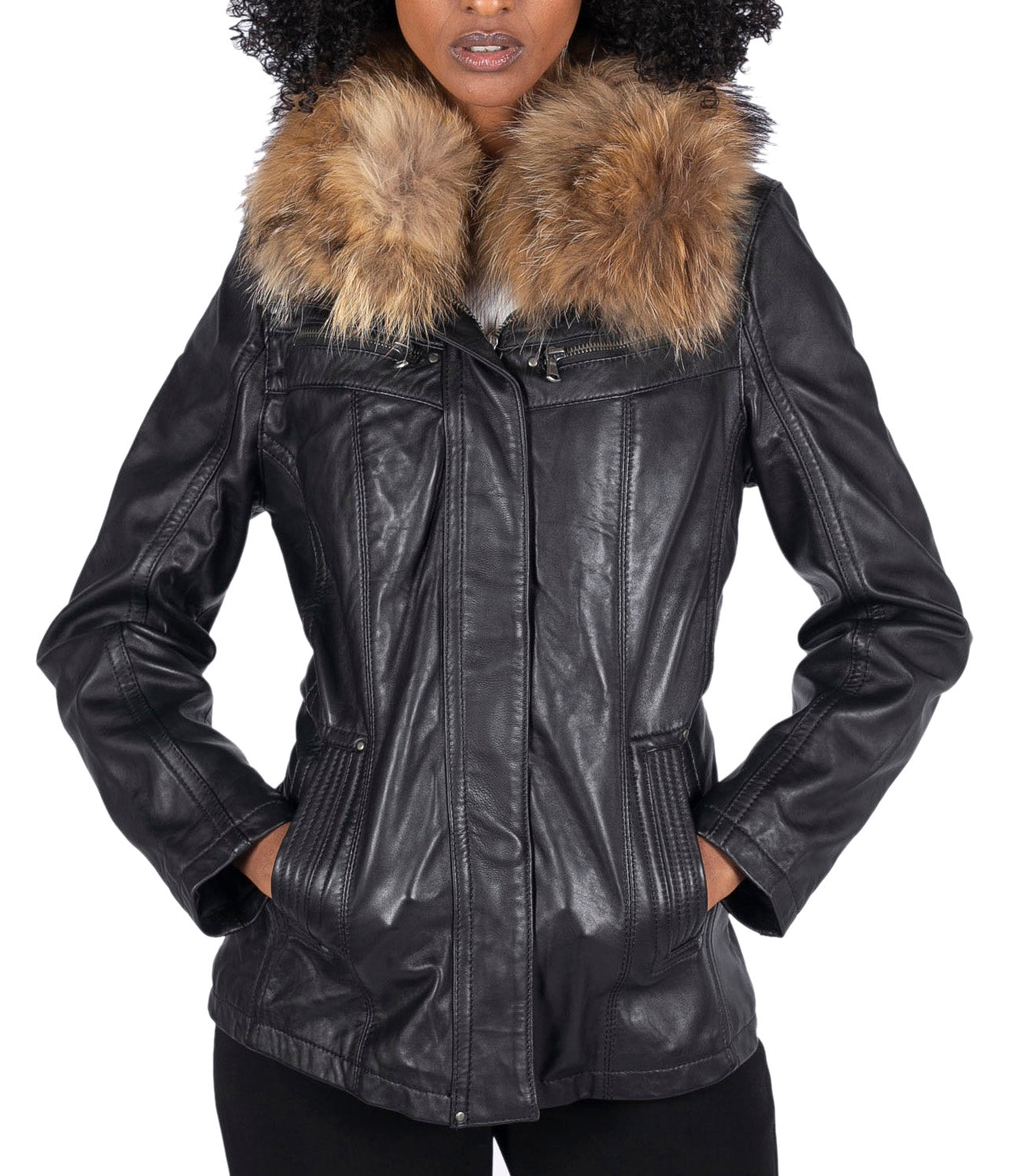 

Кожаное полупальто с капюшоном TruClothing, черный
