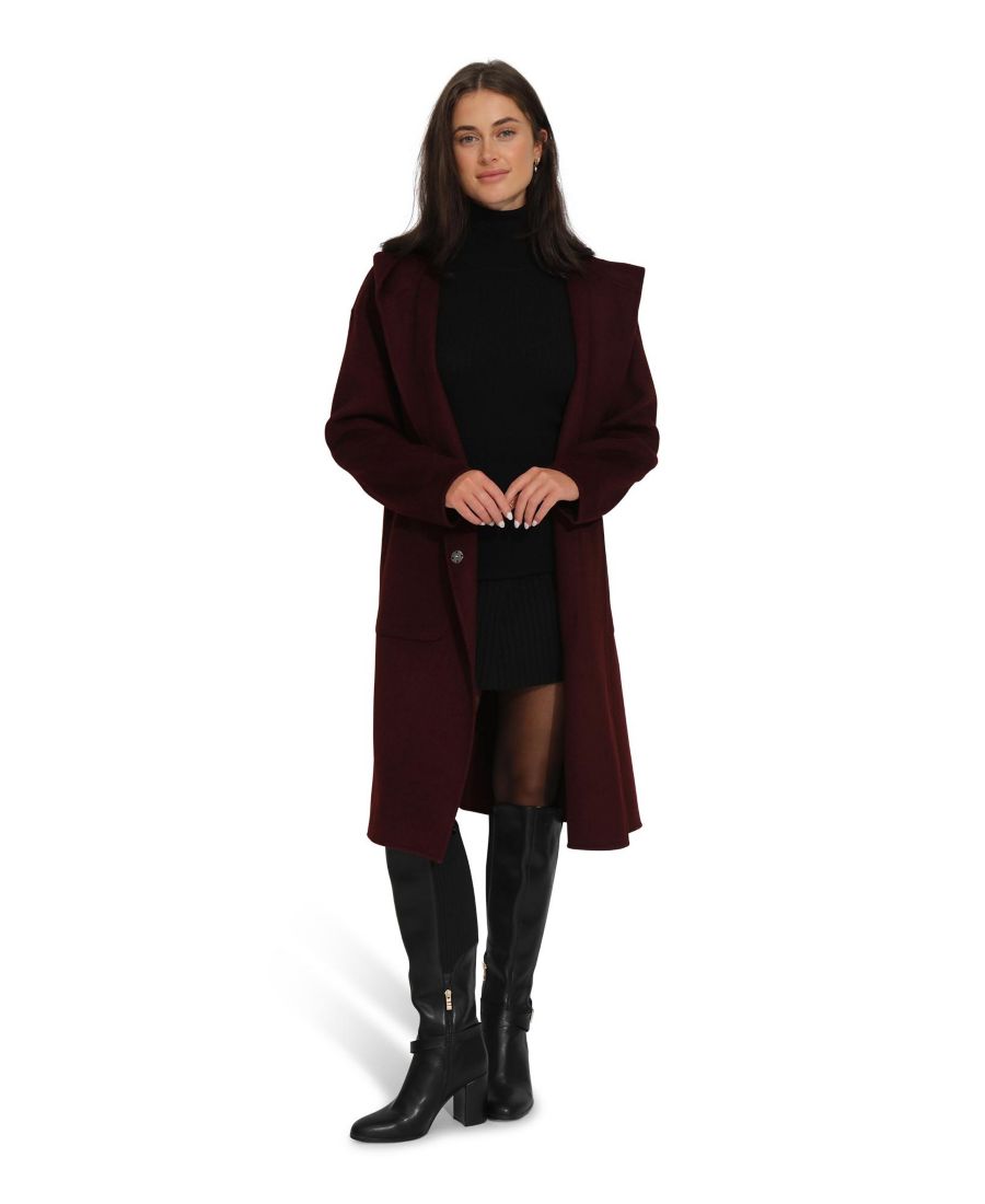 

Женское пальто Walk This Way из шерстяной смеси, свободного кроя Belle & Bloom, Burgundy