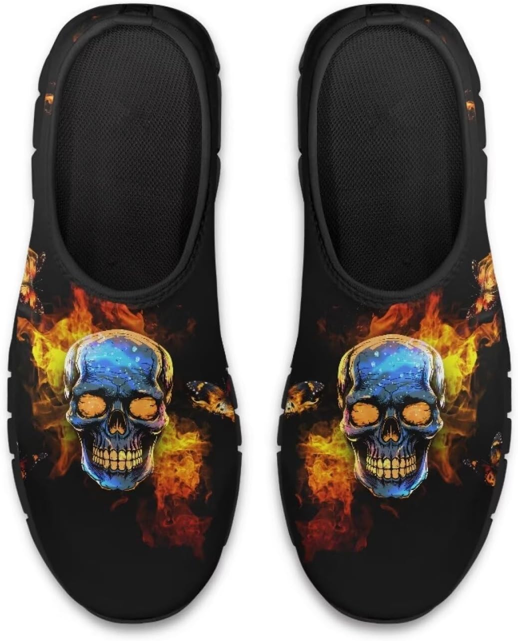 

Мужские повседневные слипоны Низкие кроссовки с черепом Скейтбордические кроссовки Нескользящие Удобные для прогулок и бега на открытом воздухе Qoiuvncy, Burning Skull