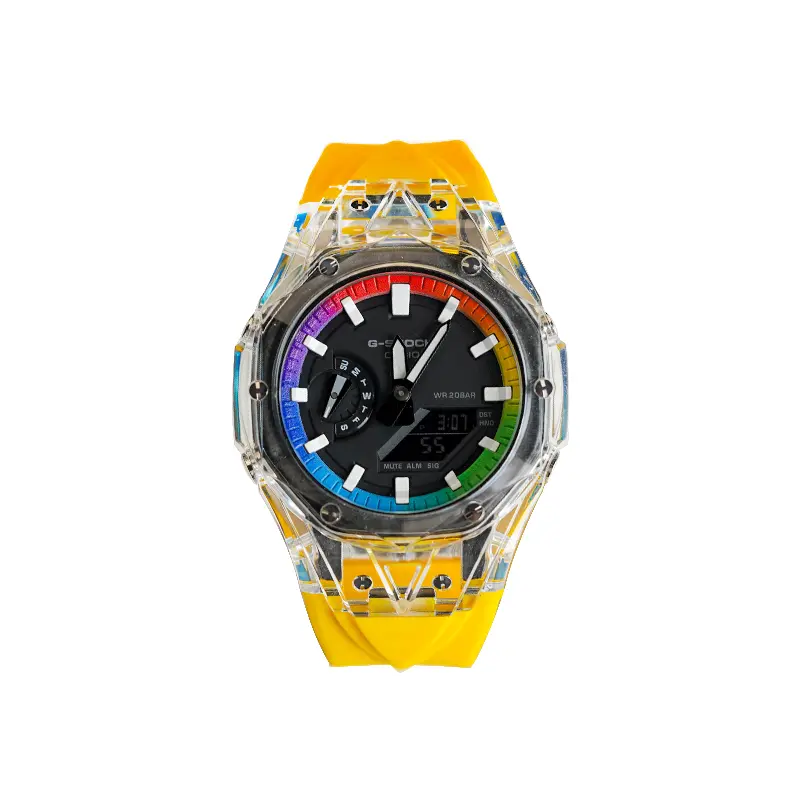

CASIO Часы Unisex Liquid Crystal/Analog Dual Display Series 48.5mm Black Watch, Sky Rainbow Hublot Glacier Yellow