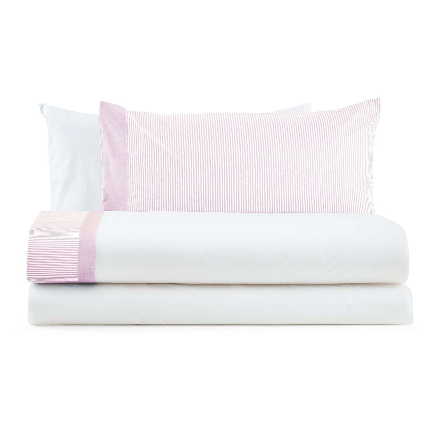 

Набор постельного белья с простынью с полосатыми краями, окрашенными в пряже - Tif Lisola, двуспальный