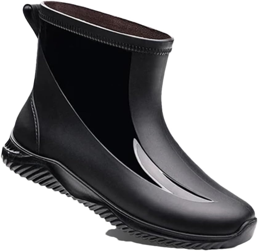 

Мужские короткие резиновые сапоги Wjnvfioo, противоскользящие, износостойкие, для улицы, с хлопком, водонепроницаемые, черный