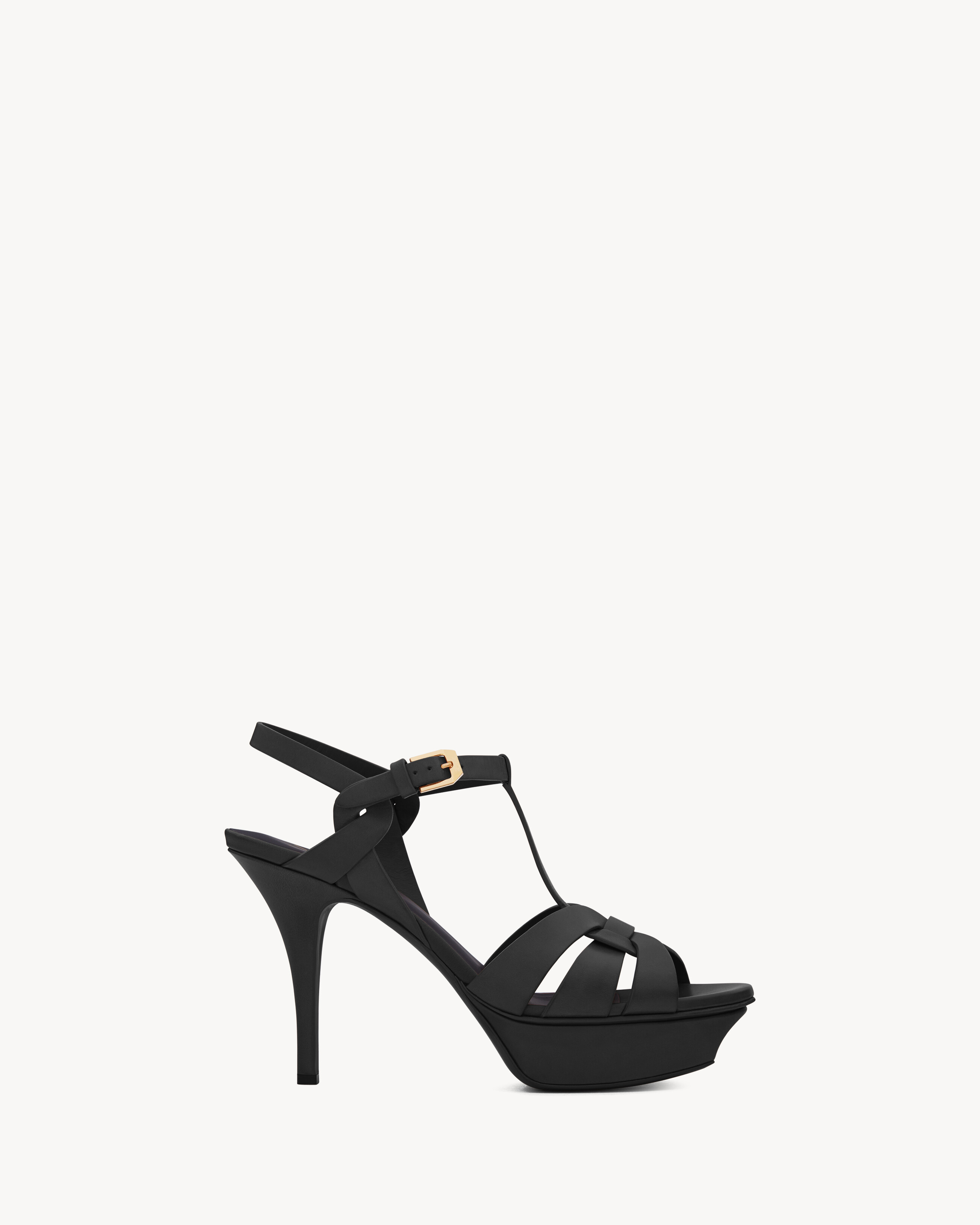 Босоножки на платформе TRIBUTE из гладкой кожи Saint Laurent, черный