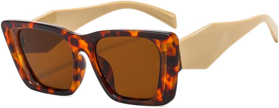 

Солнцезащитные очки «кошачий глаз» в стиле ретро с неровными дужками в форме бриллианта, женские солнцезащитные очки, винтажные женские очки с защитой от УФ-излучения UV400 LANGSER, Leopard Tea