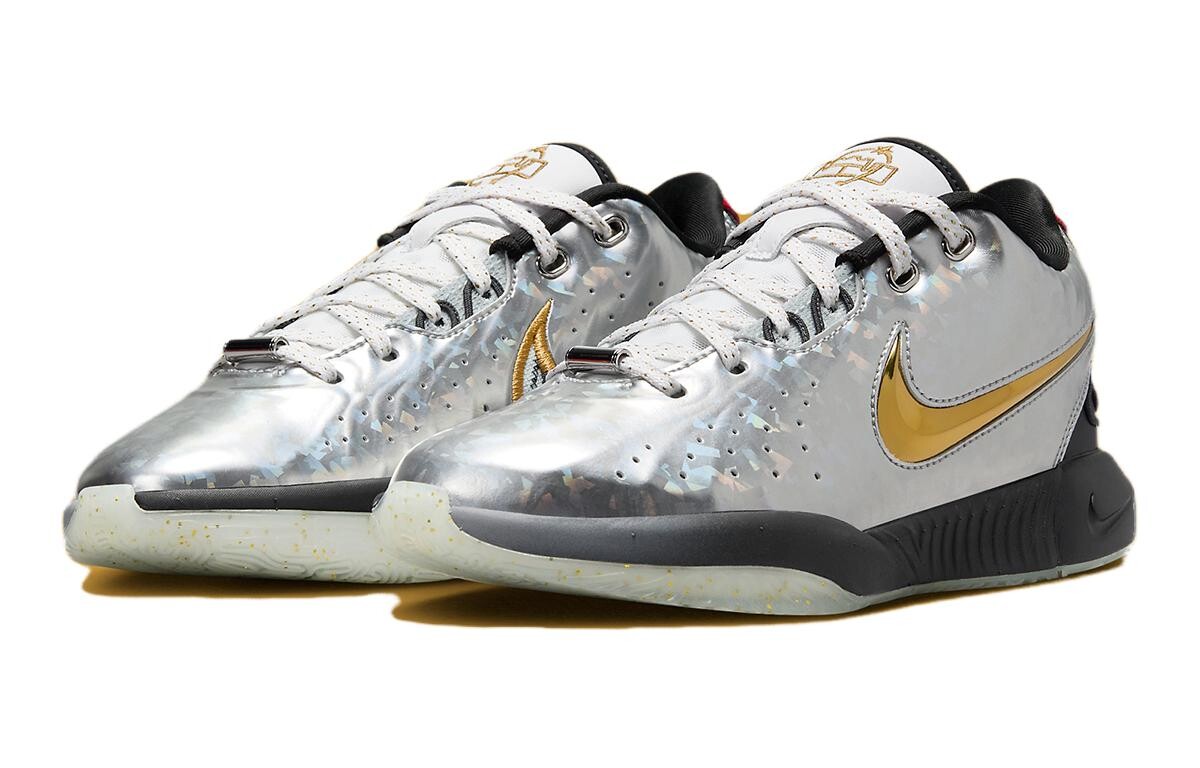 Nike Lebron 21 Kids Баскетбольные кроссовки для детей, Серебристый металлик/Черный/Красный металлик/Золотой металлик — фото 3