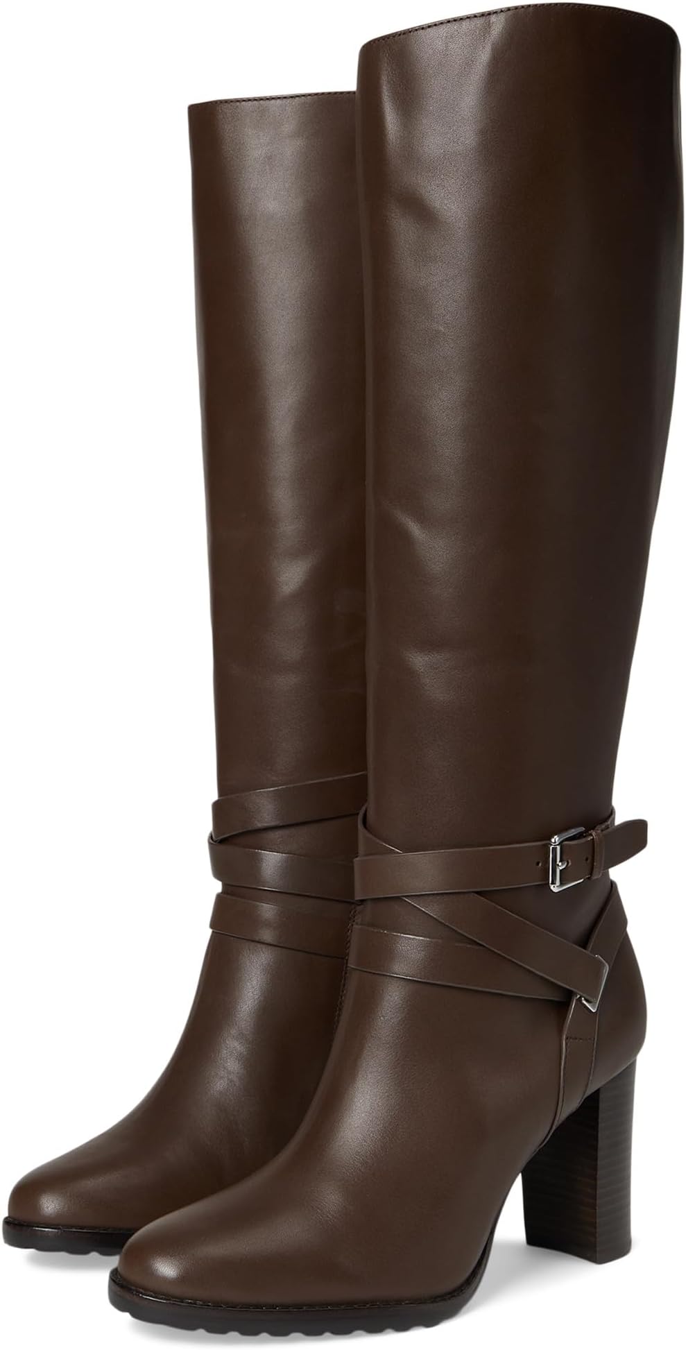 Ботинки Lauren Ralph Lauren Women's Collins Calfskin Tall Boots Heel, Dark Hickory