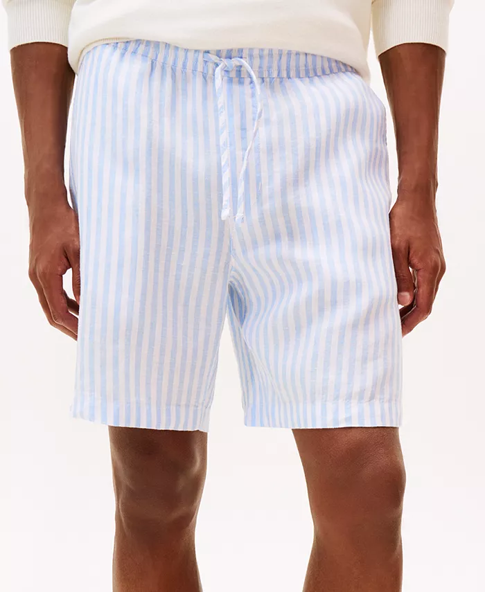 

Мужские полосатые льняные шорты Tommy Hilfiger, синий