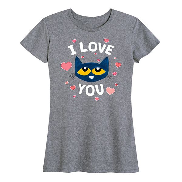 

Футболка женская Pete the Cat I Love You Pete Face Graphic Licensed Character, Heather Gray