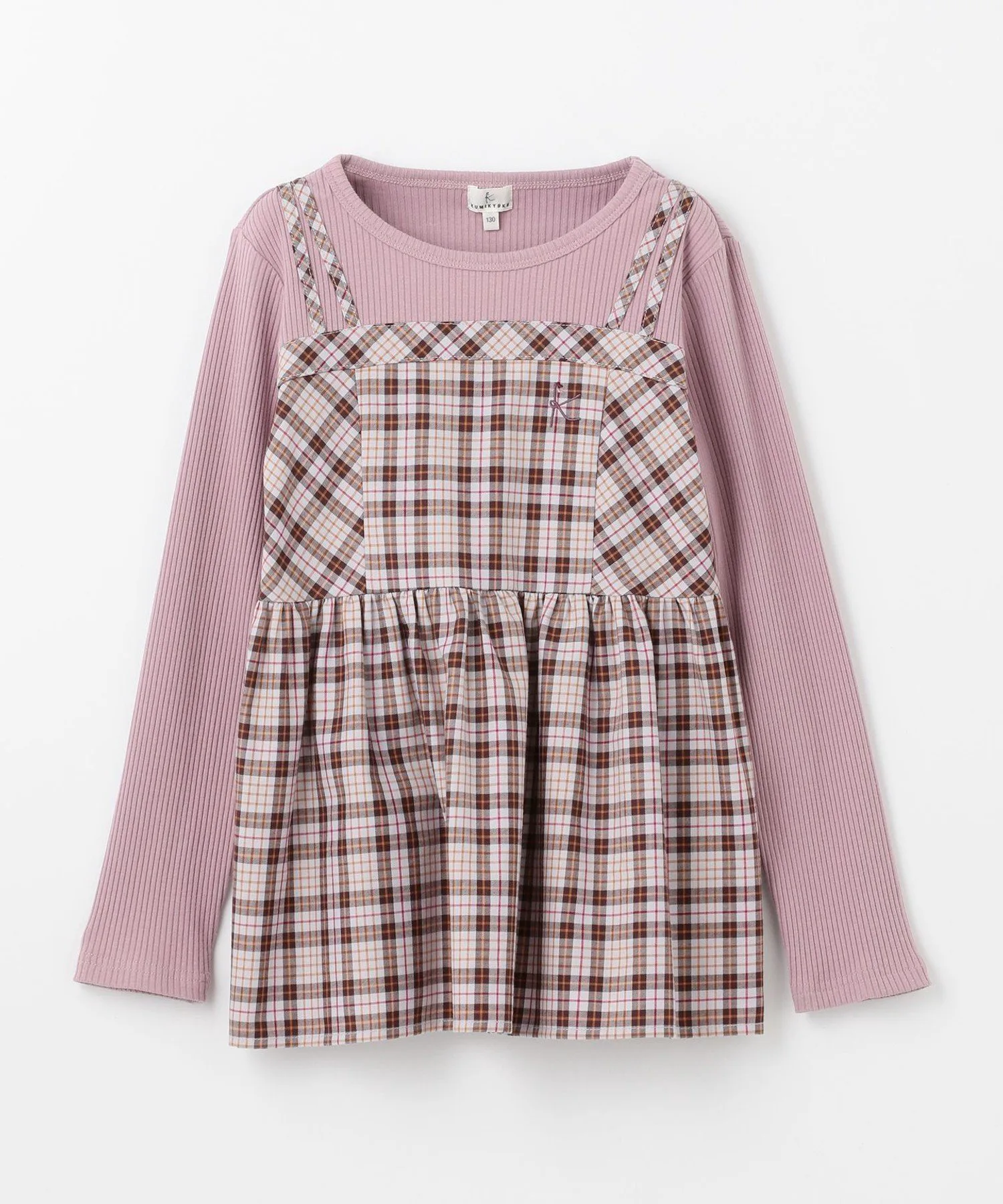 [150-160 см] Вискозные клетчатые топы Kids Suite, Gray x Brown [504] — фото 3