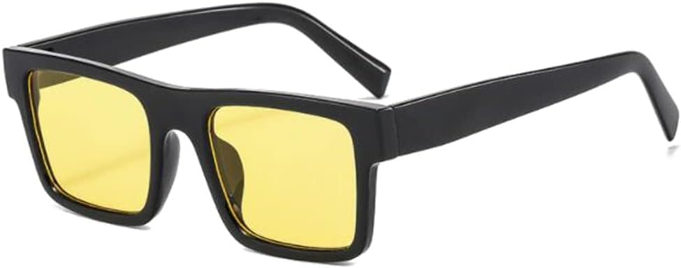 

Солнцезащитные очки в стиле ретро, ​​квадратные, плоские, для путешествий, с защитой от УФ-излучения, для мужчин и женщин (ярко-черные с желтыми блестками) Weloveushop, Yellow