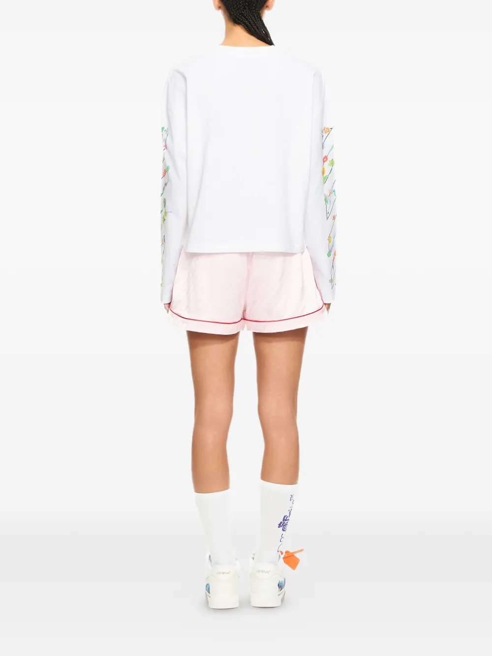 Футболка с светящейся цветочной аппликацией Off-White, белый — фото 3