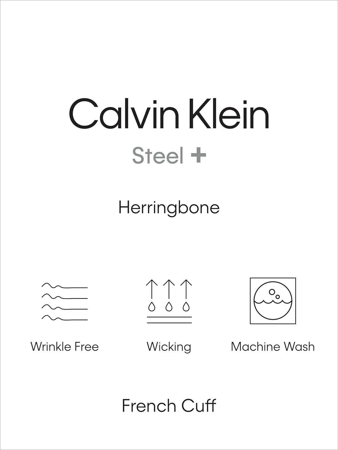 Мужская рубашка Calvin Klein Slim Fit с французскими манжетами, не требующими глажки, с узором «елочка», Black 2 — фото 4