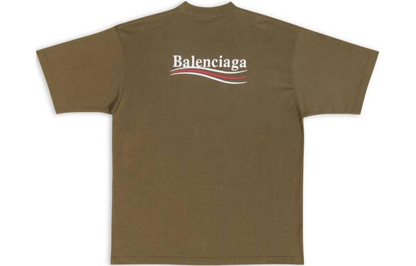 Футболка political campaign t-shirt large fit 'khaki' Balenciaga, хаки — фото 2