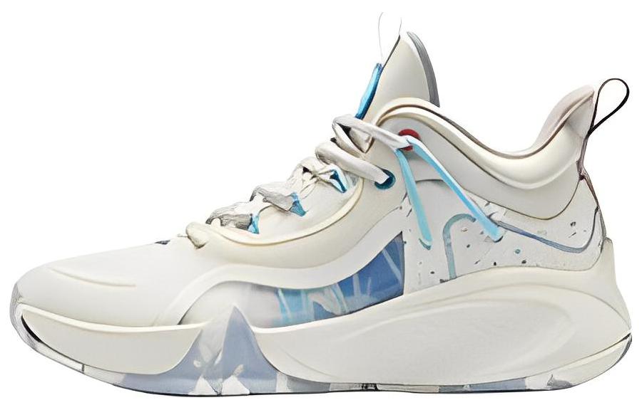 

QIAODAN Амортизирующие противоскользящие и износостойкие баскетбольные кроссовки мидтоп женские серо-голубые