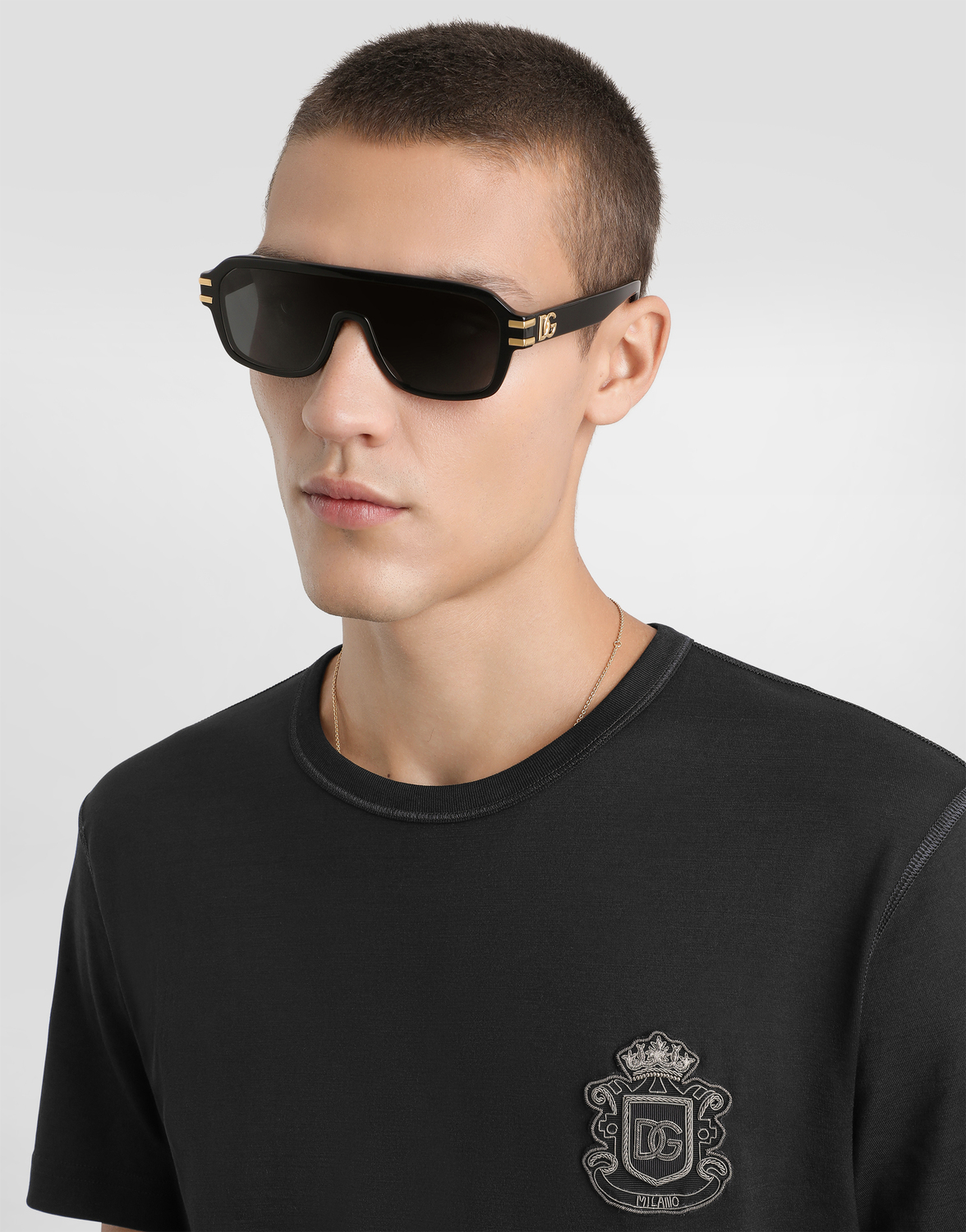 Футболка с геральдическим нашивкой DOLCE & GABBANA, синий — фото 4