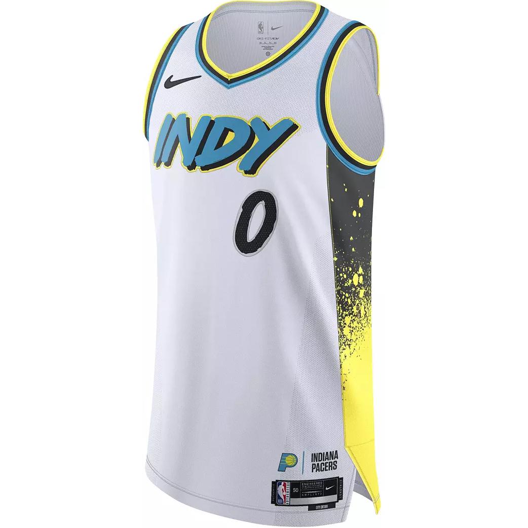 

Футболка Indiana Pacers Tyrese Haliburton 2024/25 City Edition мужская Dri-FIT NBA Swingman Nike, белый
