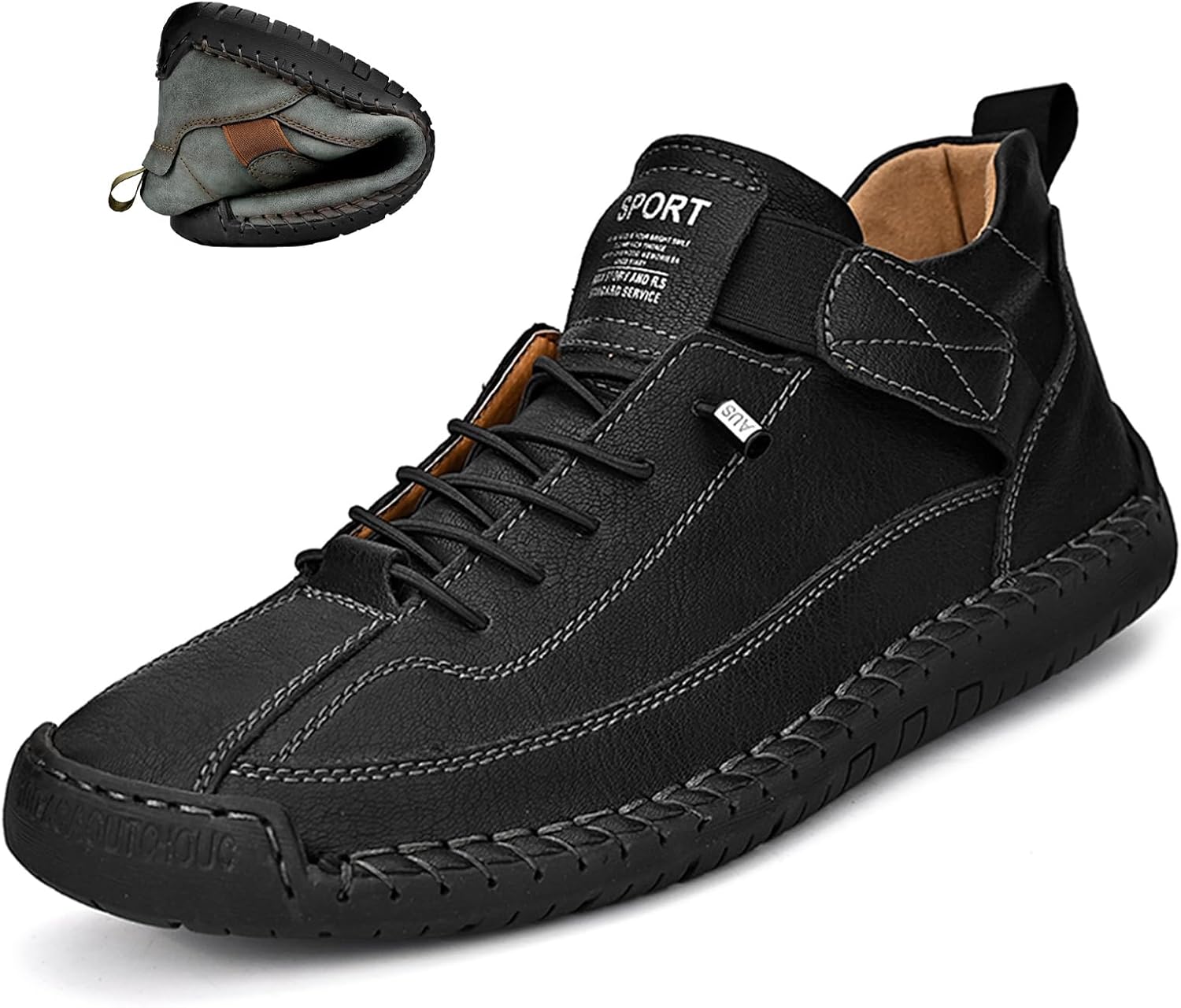 

Мужские кожаные ботинки Optigard Chukka на щиколотку, ручная работа, Beck Shoes, высокие повседневные, водонепроницаемые, из натуральной кожи, без шнурков, легкие, противоскользящие, для активного отдыха, походов, кемпинга и вождения, черный