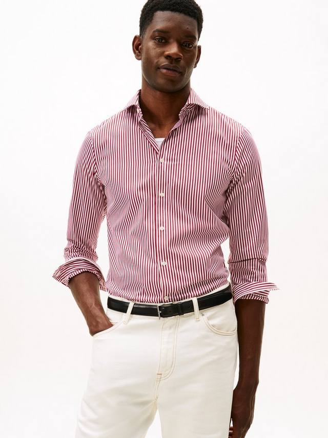 

Хлопковая полосатая рубашка с длинными рукавами и воротником Tommy Hilfiger