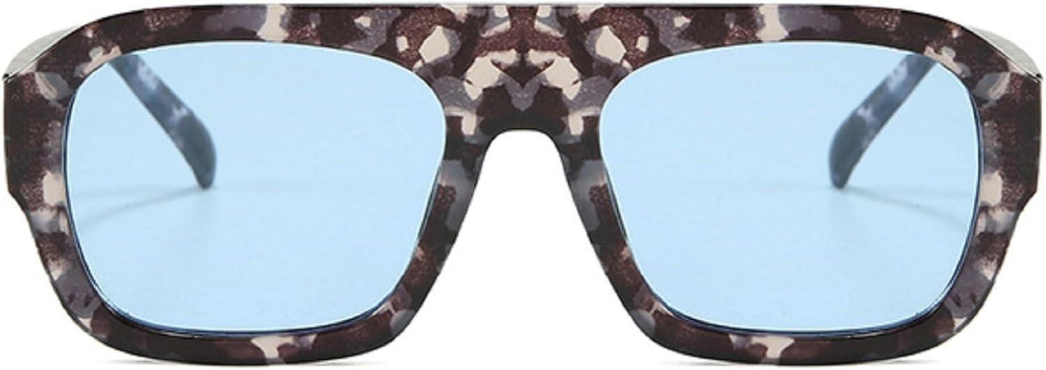 

Солнцезащитные очки в толстой квадратной оправе для женщин, винтажные солнцезащитные очки с леопардовым принтом, модные и стильные многоугольные очки для женщин mincl, Gray Blue