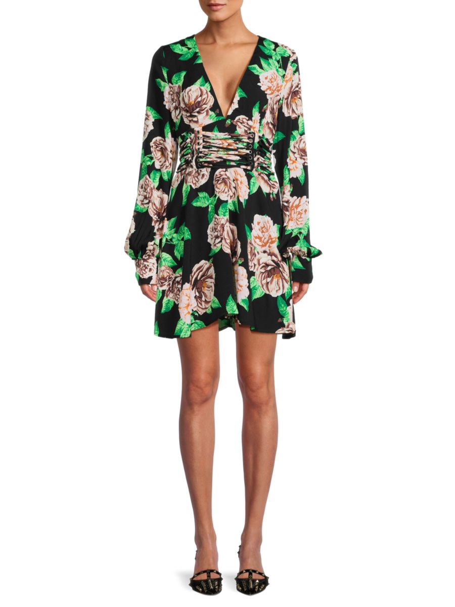 

Мини-платье Nami с корсетом и завязкой с цветочным принтом AFRM, цвет Black Multicolor