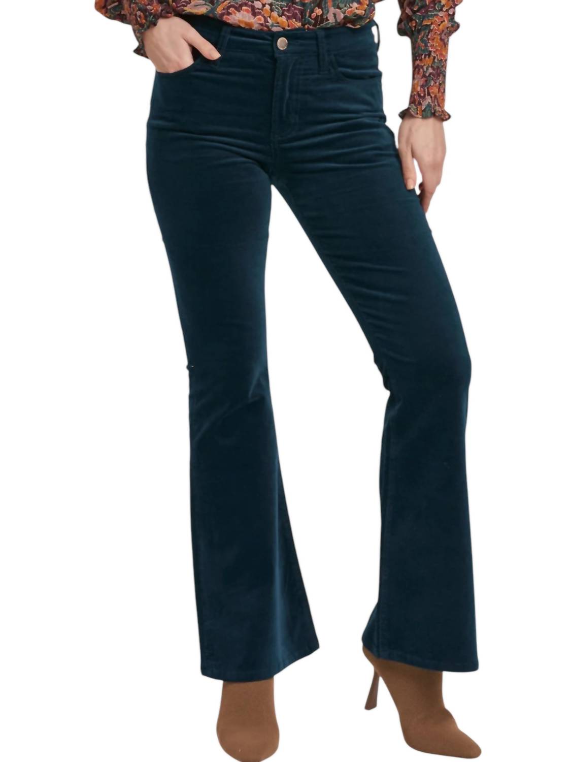 

Брюки-клеш из вельвета Rosa средней посадки в бирюзовом цвете DEAR JOHN DENIM