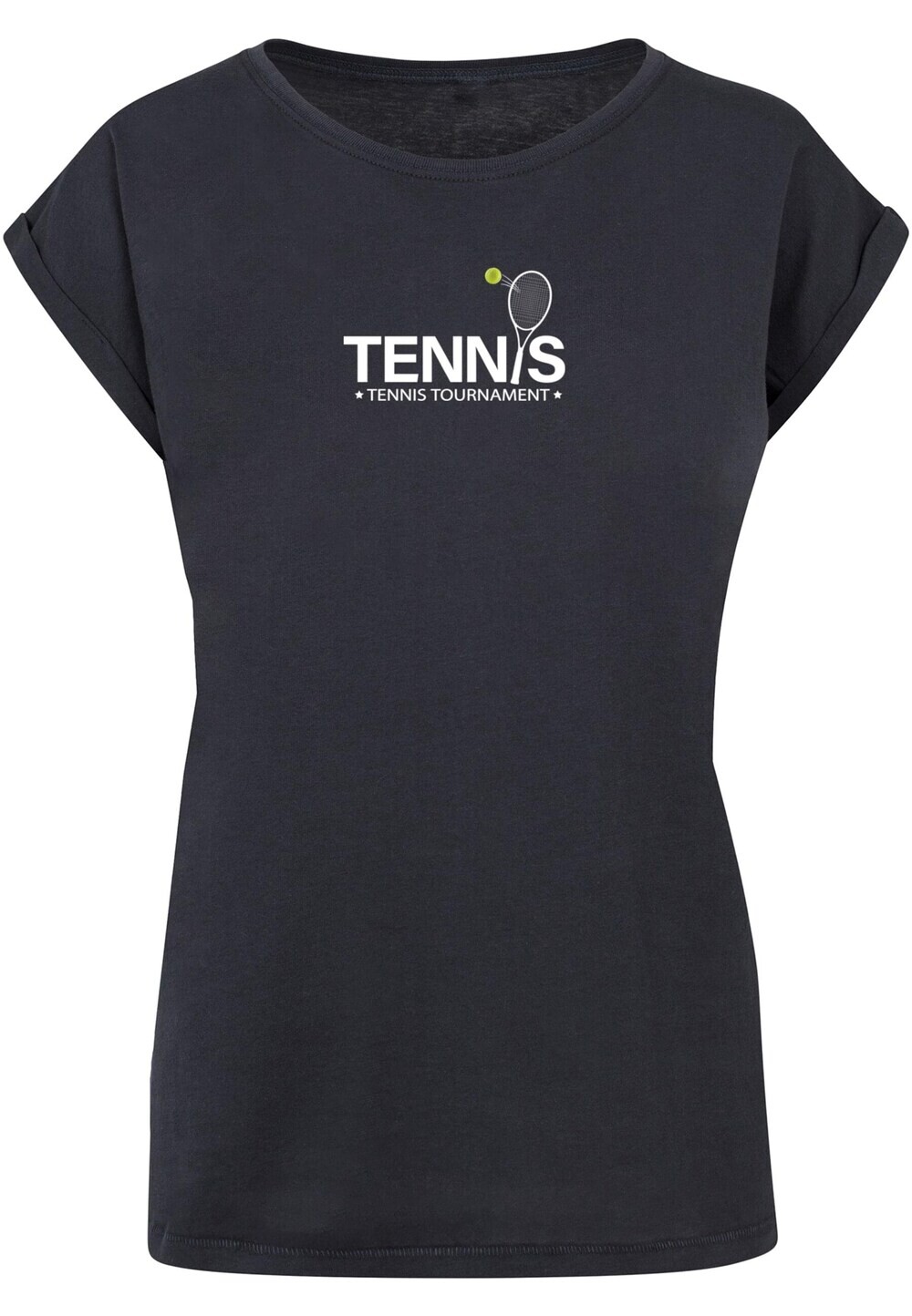 

Футболка женская Merchcode Tennis Racket с надписью, темно-синий