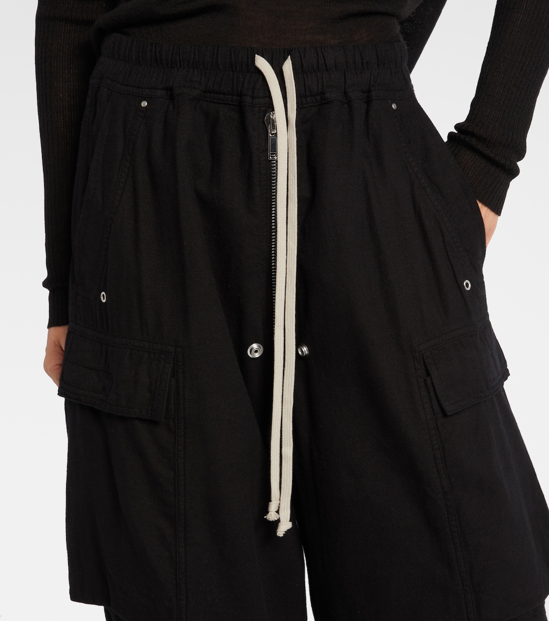 Хлопковые брюки-карго Jumbo Belas с высокой талией Rick Owens, черный — фото 4