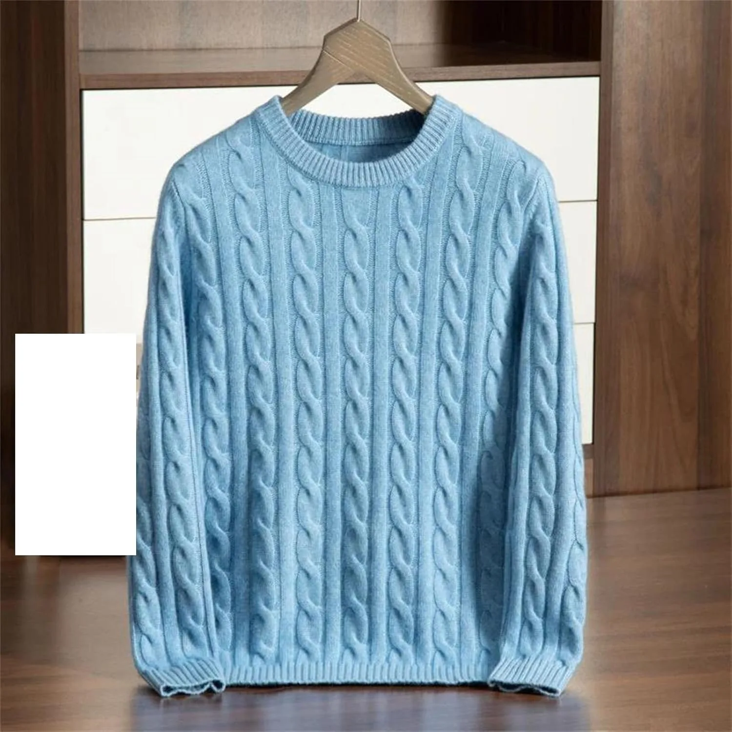 Мужской свитер 100% cashmere с круглым вырезом и вязкой twisted flower — фото 2