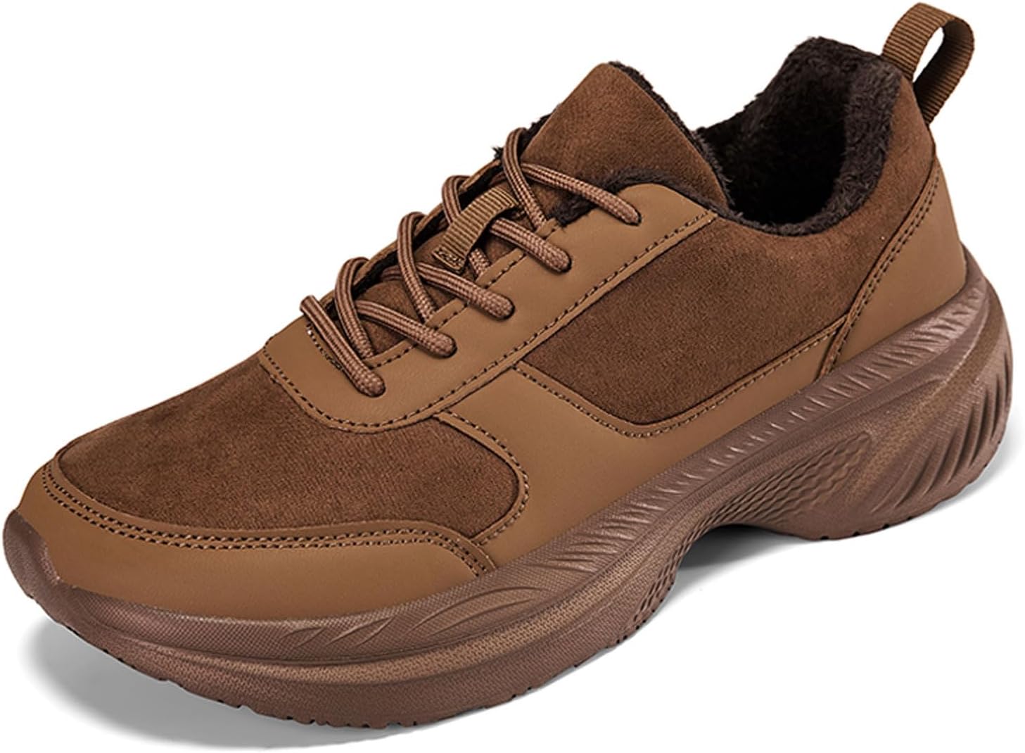 

Мужские замшевые кроссовки на высокой платформе с вставками, поддержкой свода стопы Xhognls, коричневый