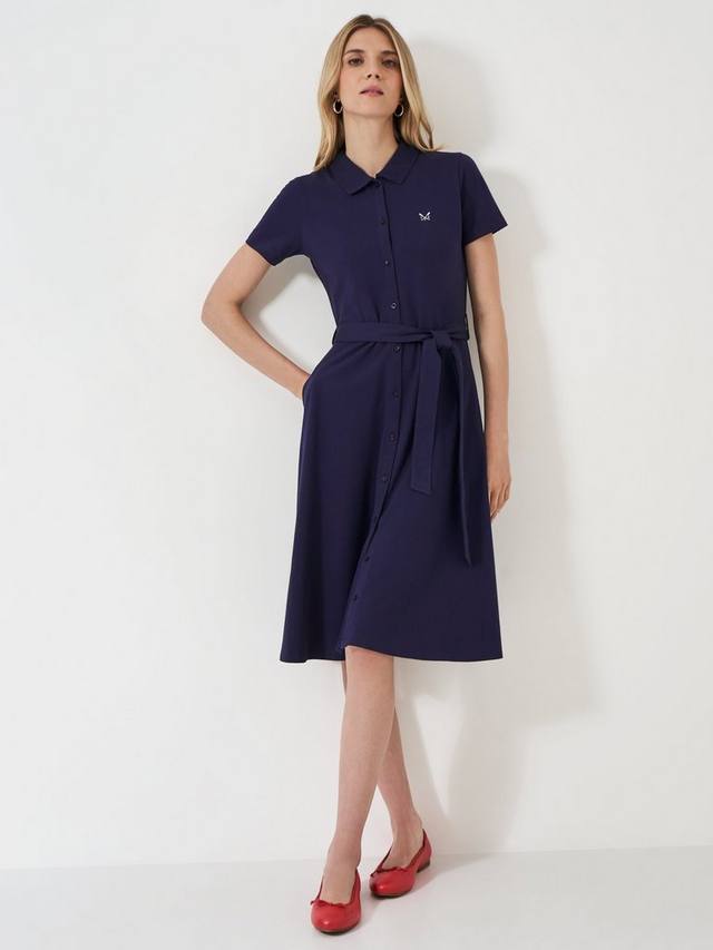 

Платье-поло с поясом Crew Clothing, цвет Navy Blue
