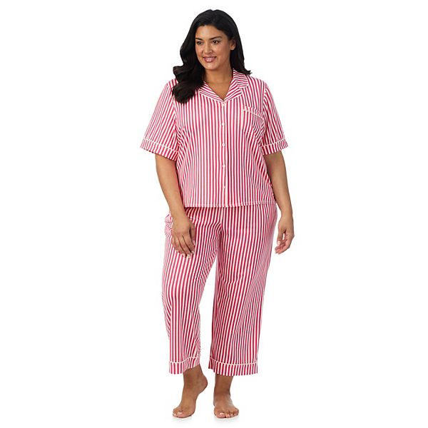 

Комплект пижамы Plus size с уютным топом на локте и брюками Draper James, Pink Canopy Stripe